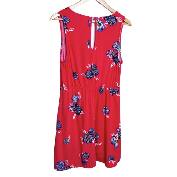 Xhilaration Red Floral Sleeveless V Neck Tie Front Dress Women Size Medium - Picture 12 of 16